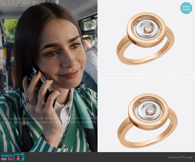 Chopard 2x Happy Spirit Ring worn by Emily Cooper (Lily Collins) on Emily in Paris