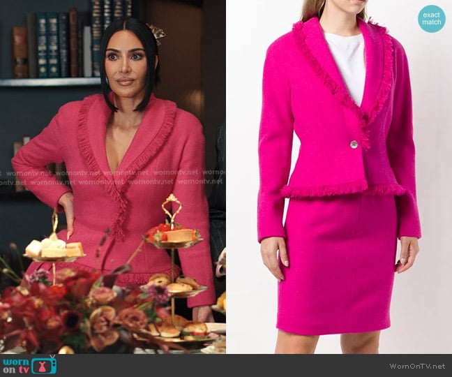 Christian Dior 1990s Fringe-edge Skirt Suit worn by Allura Grant (Kim Kardashian) on Alls Fair
