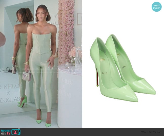 Christian Louboutin So Kate Pumps In Green Leather worn by Khloe Kardashian (Khloe Kardashian) on The Kardashians