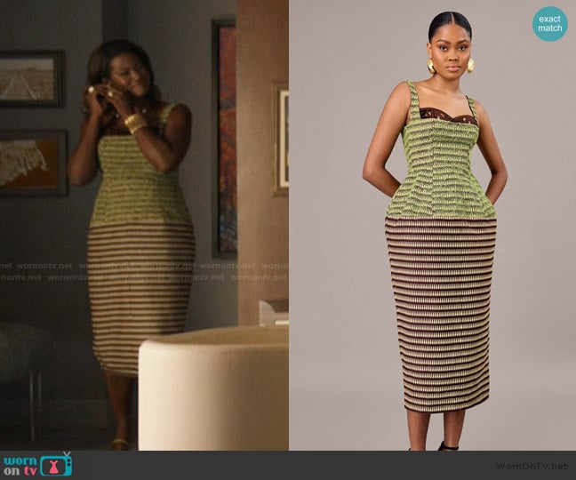 Christie Brown Larissa Brown Sleeveless Lamp Shade Dress with Embroidered Bralette worn by Vivian Banks (Cassandra Freeman) on Bel-Air