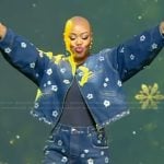 Christine Williamson’s floral embellished denim jacket and shorts on Tamron Hall Show