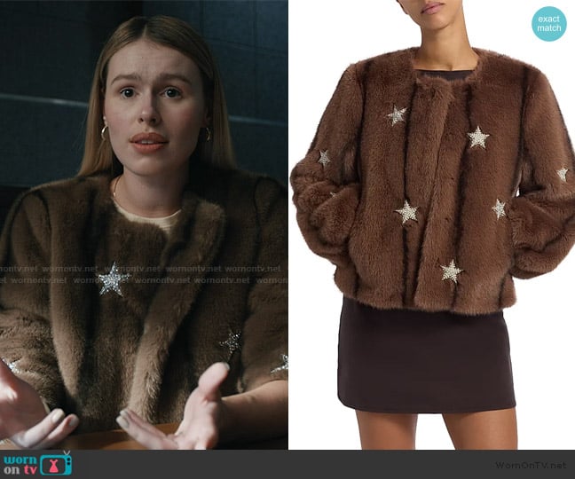 Cinq a Sept Benson Embellished Faux-Mink Coat worn by Sveta (Valeriya Denga) on Elsbeth