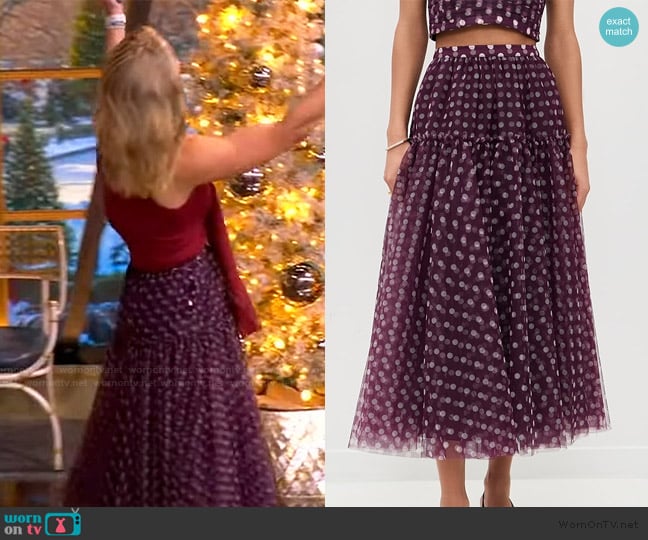 Cinq a Sept Camille Polka Dot Selly Skirt worn by Sara Haines on The View