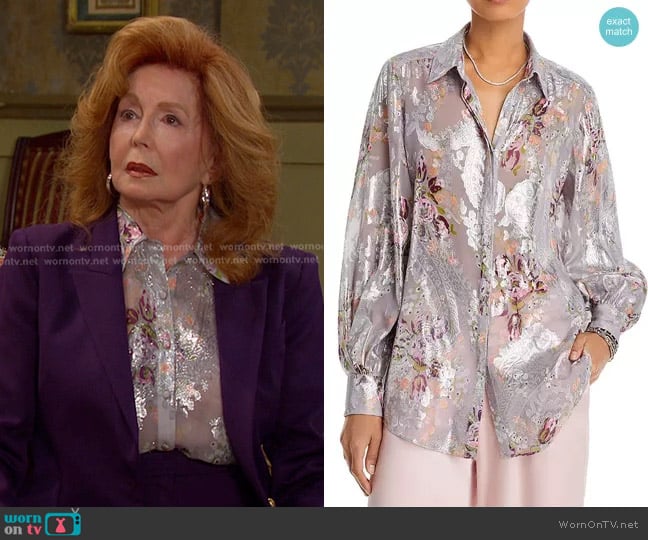 Cinq a Sept Claudette Floral Kandice Top worn by Maggie Horton (Suzanne Rogers) on Days of our Lives