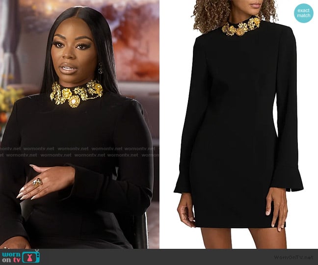 Cinq a Sept Ebby Goldtone Brooches Minidress worn by Keiarna Stewart on The Real Housewives of Potomac