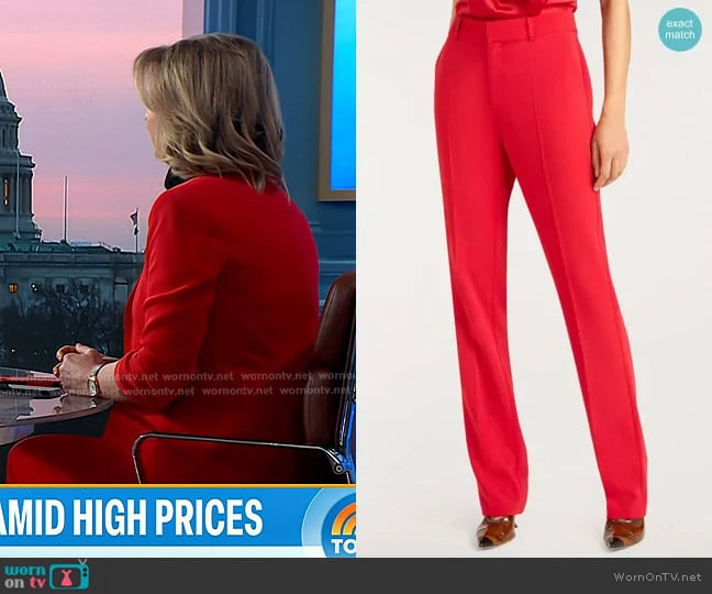 Cinq a Sept Kerry Pant in Candy Apple worn by Christine Romans on Today