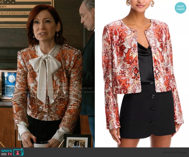 Cinq a Sept Sequin Damask Jacket worn by Elsbeth Tascioni (Carrie Preston) on Elsbeth