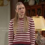 Claire’s red striped sweater and front pocket jeans on The Young and the Restless