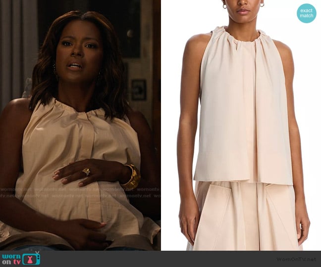 Co Gathered Cotton Poplin Tunic Top worn by Vivian Banks (Cassandra Freeman) on Bel-Air