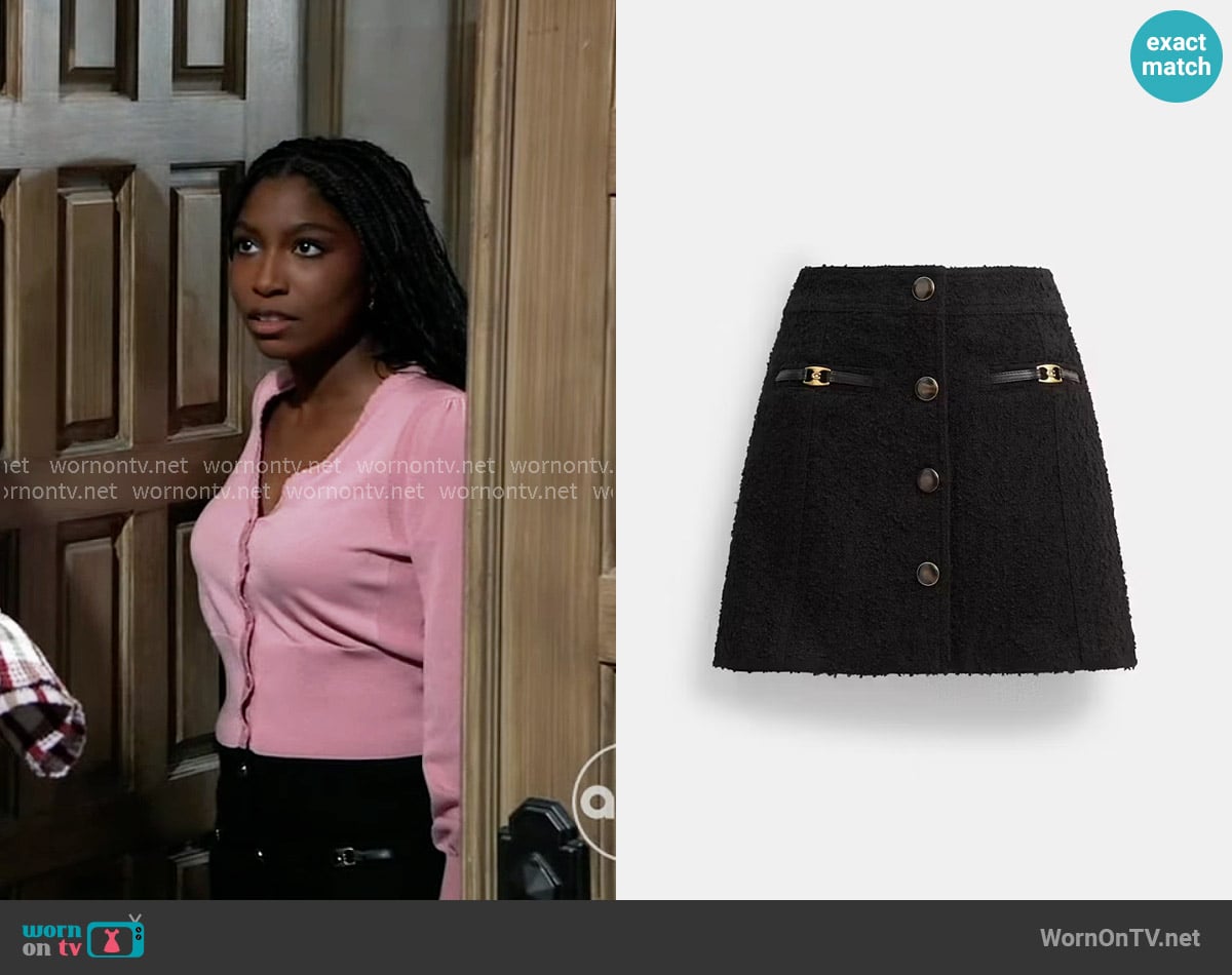 Coach Boucle Mini Skirt worn by Trina Robinson (Tabyana Ali) on General Hospital