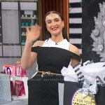 Melinda Solares’s blackl collared cold-shoulder dress on Good Morning America