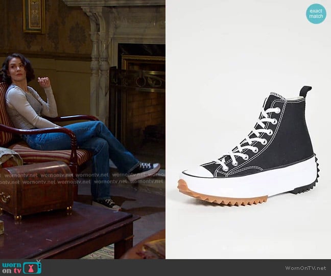 Converse Unisex Run Star Hike Canvas Platform in Black/White/Gum worn by Sarah Horton (Linsey Godfrey) on Days of our Lives