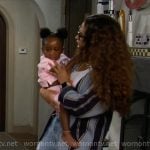 Courtney’s blue striped cardigan on The Neighborhood