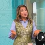 Courtney Cason’s green floral jacquard dress on CBS Mornings