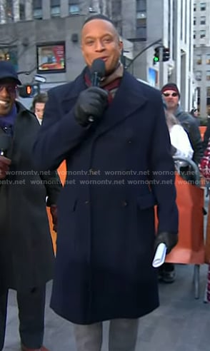 Craig’s navy double breasted coat on Today