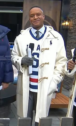 Craig's white toggle coat on Today
