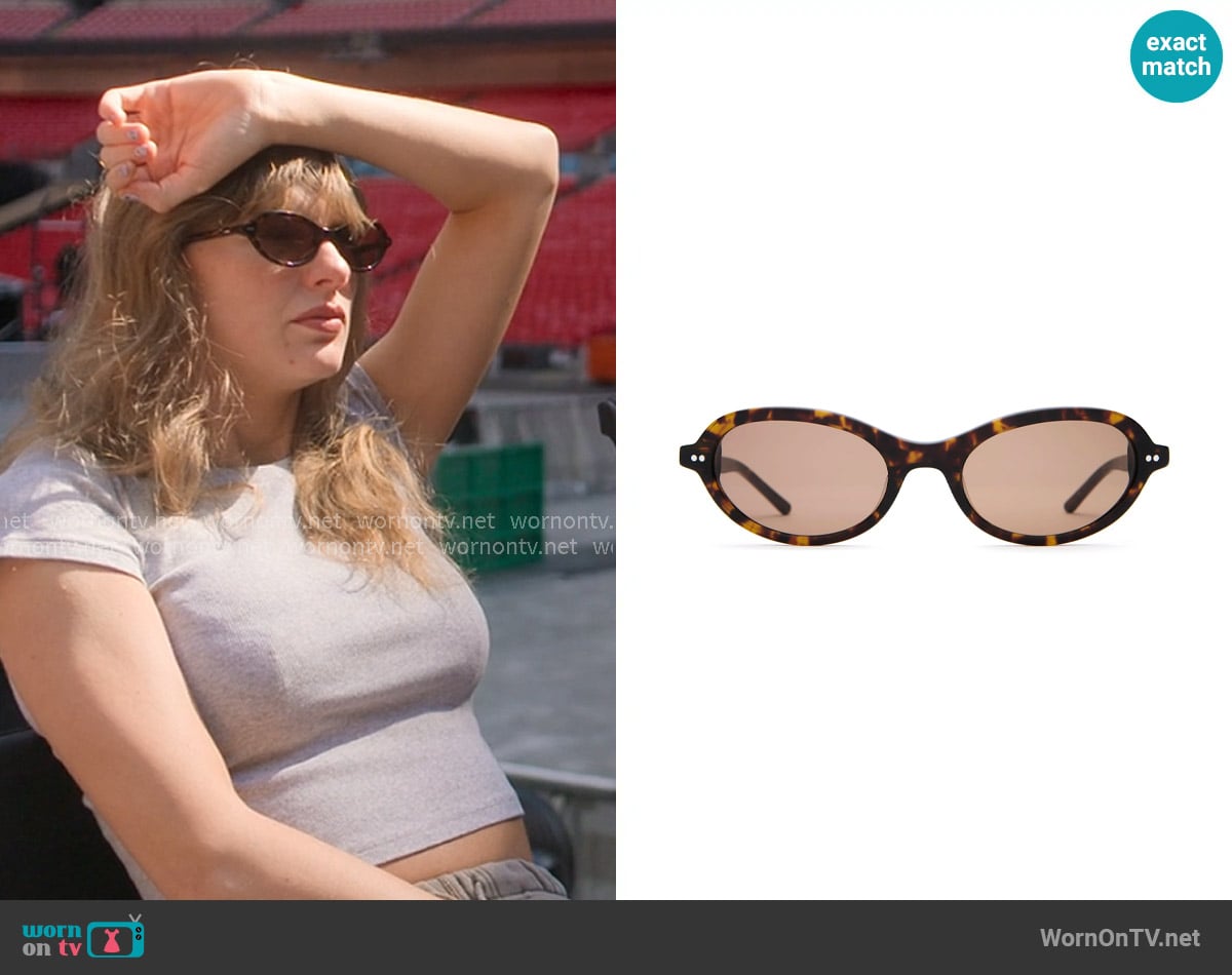 Crap Eyewear The Marquee Rox in Dark Tortoise Bio / Dune worn by Taylor Swift on The End of an Era