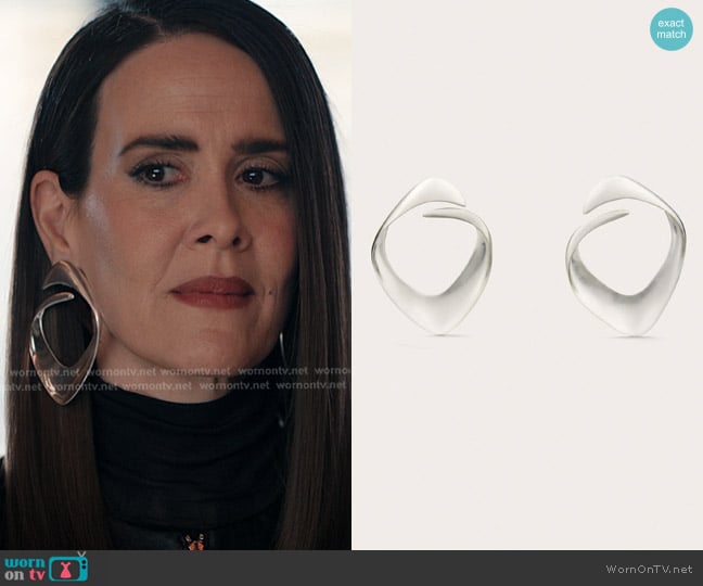 Cult Gaia Lola Earrings in Antique Silver worn by Carrington Lane (Sarah Paulson) on Alls Fair