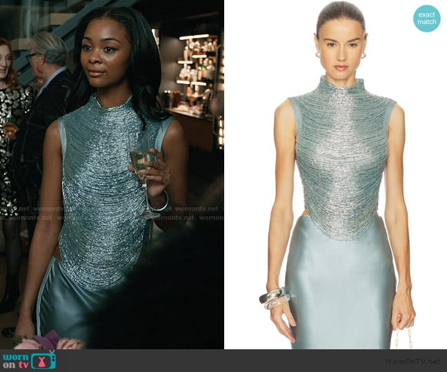 Cult Gaia Taraji Sleeveless Hand Beaded Top worn by Nabria ( Kailyn Shepherd) on Elsbeth
