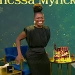 Danessa Myricks’ black padded shoulder dress on Tamron Hall Show