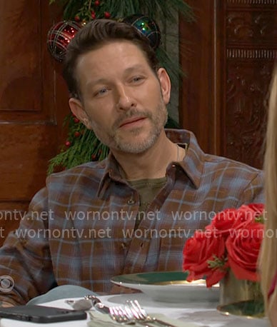 Daniel’s blue and brown plaid shirt on The Young and the Restless
