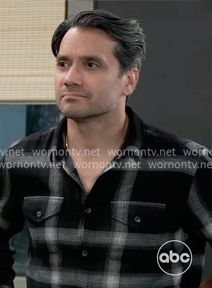 Dante’s black plaid shirt on General Hospital