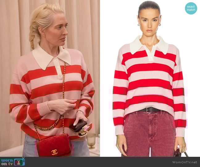 & Daughter Edith Stripe Polo Sweater worn by Erika Jayne on The Real Housewives of Beverly Hills
