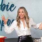 Debbie’s white lace button down shirt on Access Hollywood