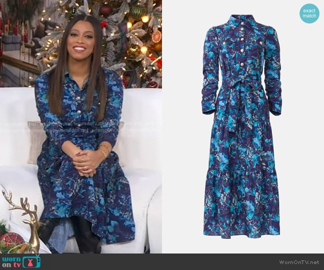 Derek Lam 10 Crosby Printed Tie Waist Shirt Dress worn by Morgan Norwood on Good Morning America