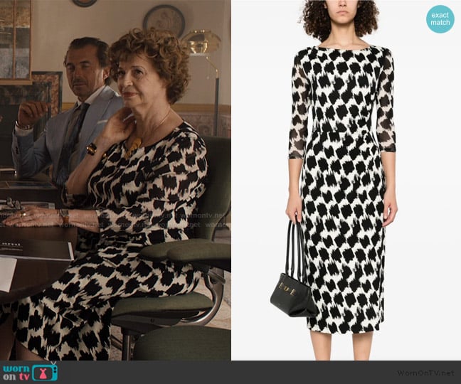 Diane von Furstenberg Linea midi dress worn by Antonia Muratori (Anna Galiena) on Emily in Paris