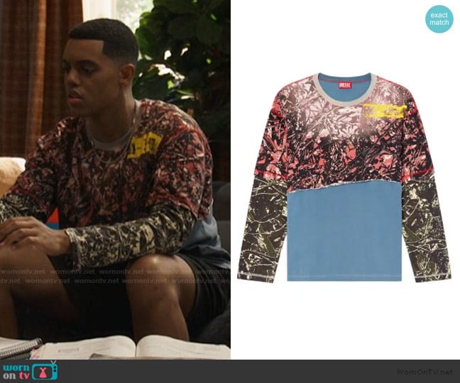 Diesel T-Besh-Camou t-shirt worn by Will Smith (Jabari Banks) on Bel-Air