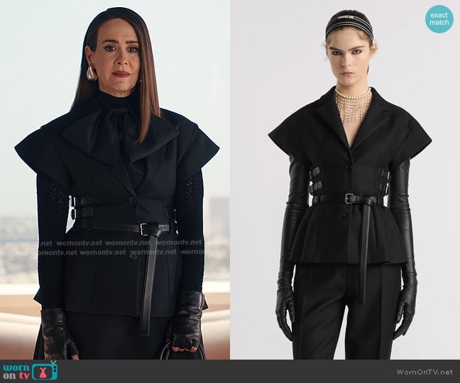Dior Short-Sleeved Belted Jacket worn by Carrington Lane (Sarah Paulson) on Alls Fair