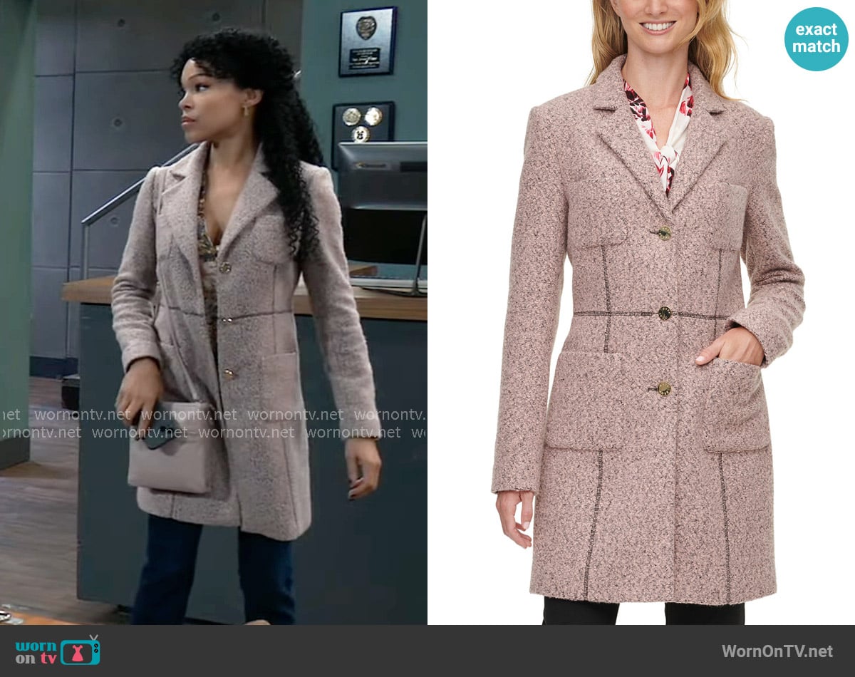 DKNY Bouclé Topper Jacket worn by Portia Robinson (Brook Kerr) on General Hospital