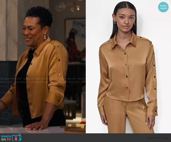 DKNY Glazed Dressing Shirt worn by Aunty Vy (April Parker Jones) on Bel-Air