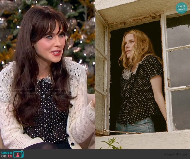 Doen Oleta Top worn by Zooey Deschanel on The Jennifer Hudson Show