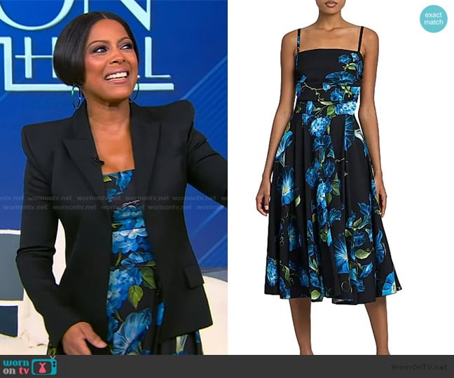 Dolce and Gabbana Floral Charmeuse Silk-Blend Midi-Dress worn by Tamron Hall on Tamron Hall Show