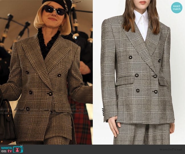 Dolce & Gabbana Glen-plaid double-breasted blazer worn by Liberty Ronson (Naomi Watts) on Alls Fair