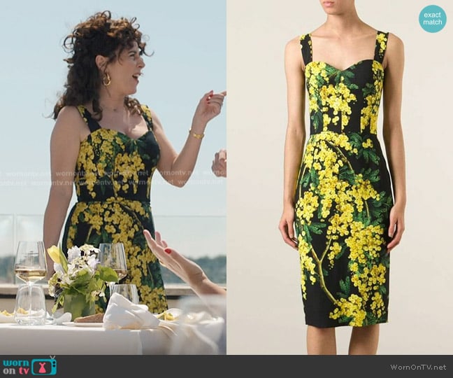 Dolce & Gabbana Mimosa Print Tank Dress worn by Bianca (Solenn Le Couviour Mancini) on Emily in Paris