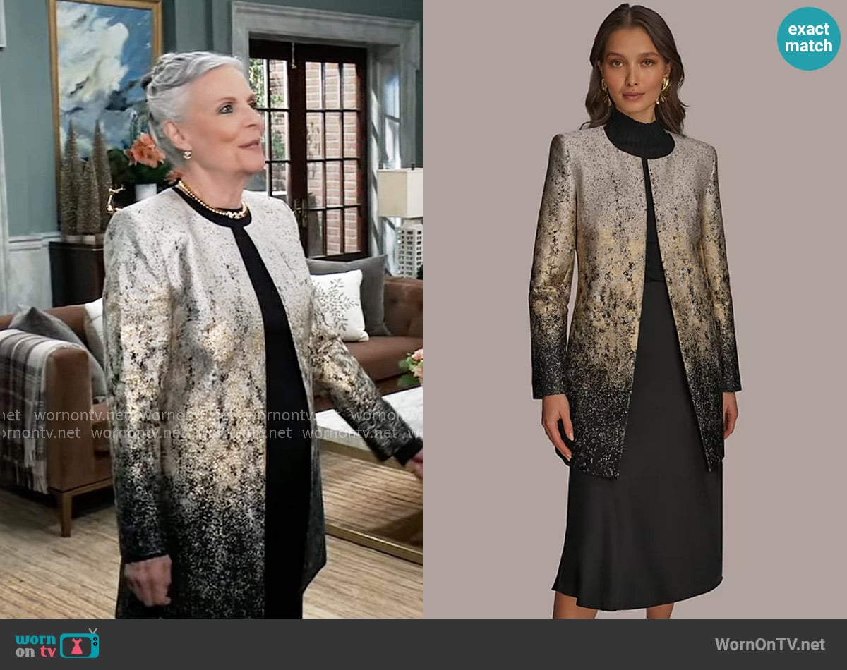 Donna Karan Metallic Ombre Open-Front Topper Jacket worn by Tracy Quartermaine (Jane Elliot) on General Hospital