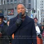 Craig’s navy double breasted coat on Today