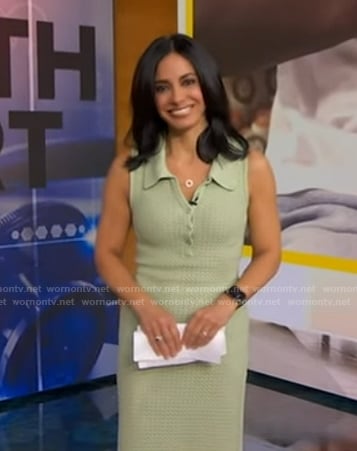 Dr. Tara Narula’s green sleeveless knit dress on Good Morning America