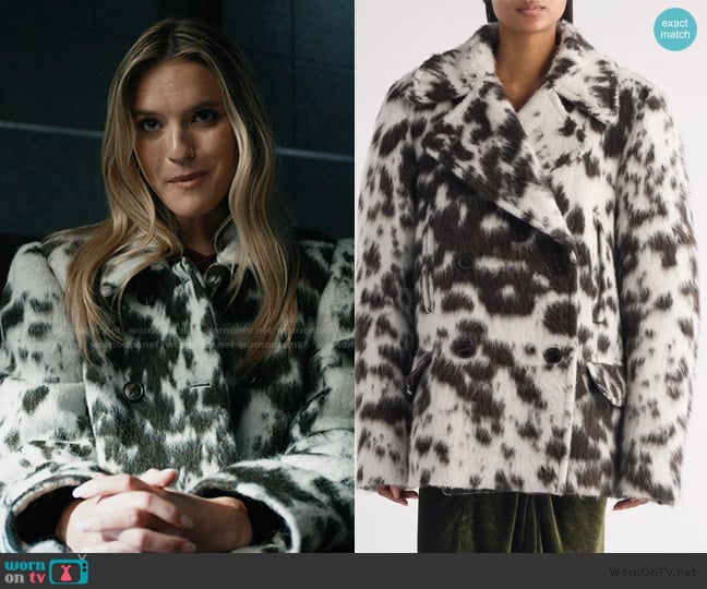 Dries Van Noten Vafel Cow Print Faux Fur Jacket worn by Harper ( Alina Rose Armstrong) on Elsbeth