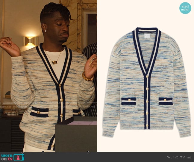 Drôle de Monsieur Wool Cardigan worn by Julien (Samuel Arnold) on Emily in Paris