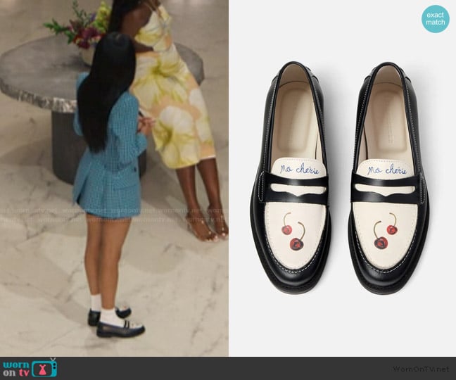 Duke + Dexter Wilde Cherry Penny Loafer worn by Ashley Banks (Akira Akbar) on Bel-Air