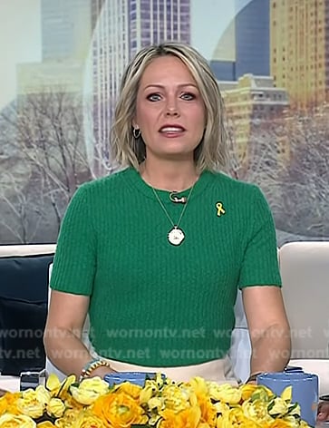 Dylan's green boucle knit sweater on Today