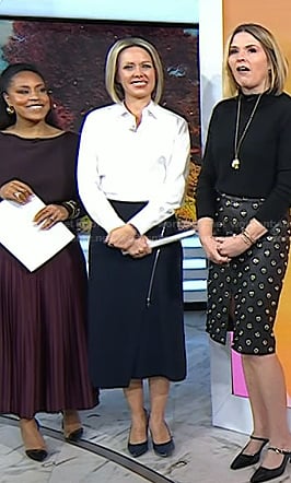 Dylan's navy zip wrap skirt on Today