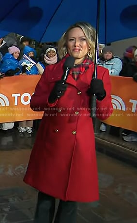 Dylan’s red double breasted coat on Today