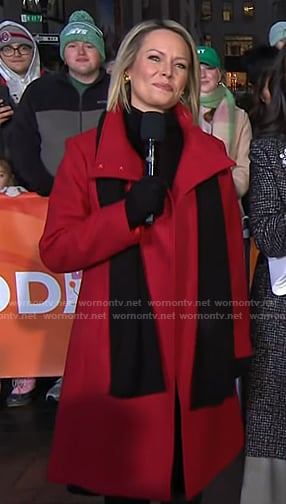 Dylan's red double breasted coat on Today