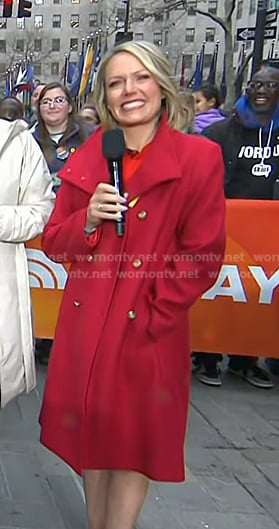Dylan's red double breasted coat on Today