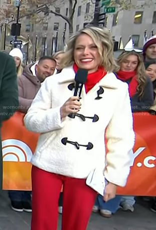 Dylan's white toggle jacket coat on Today